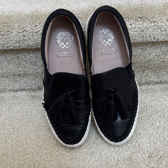 Vince Camuto Black Leather Loafers with Tassels - Picture 7 of 8